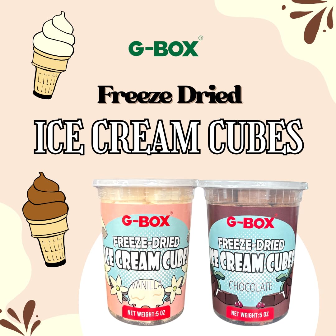 G-BOX Freeze Dried Ice Cream Cubes, Vanilla Flavor, 2.5 oz - Perfect for Camping, Outdoor, Party, NASA Space Dessert