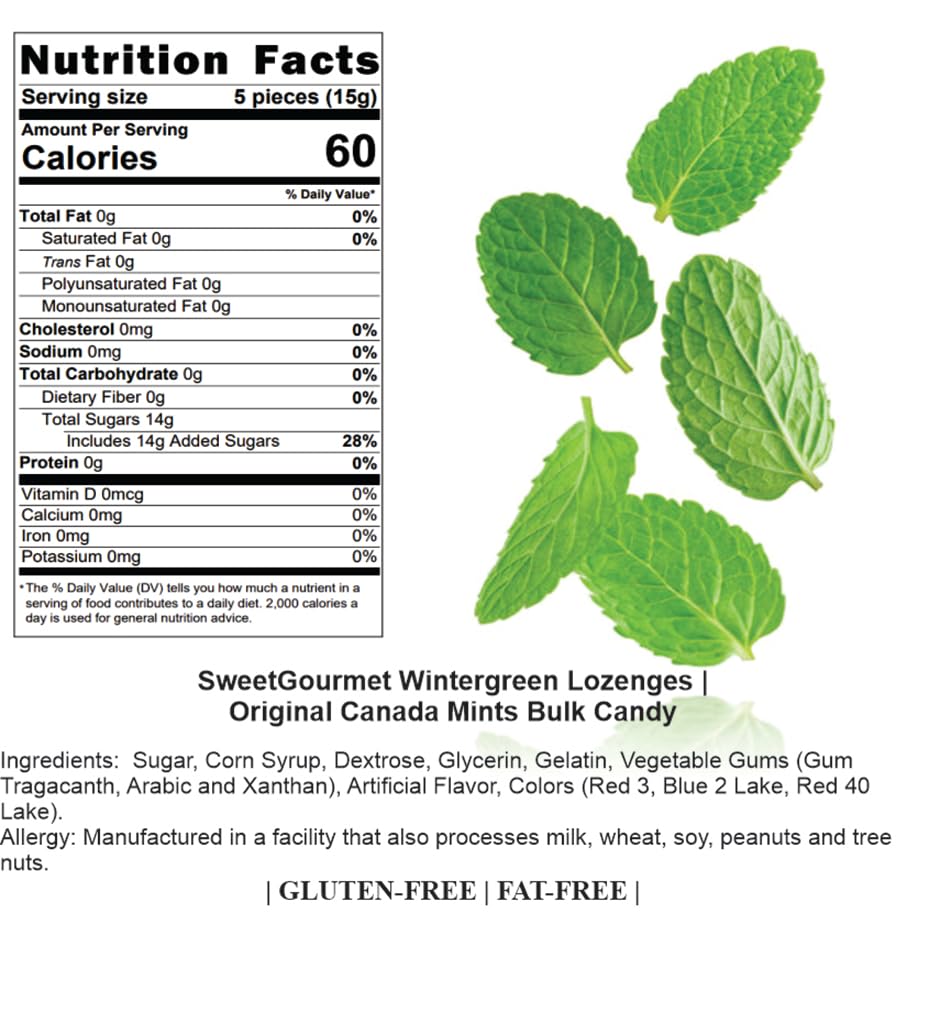 SweetGourmet Pink Wintergreen Lozenges Bulk Candy - 3 Pound Pack