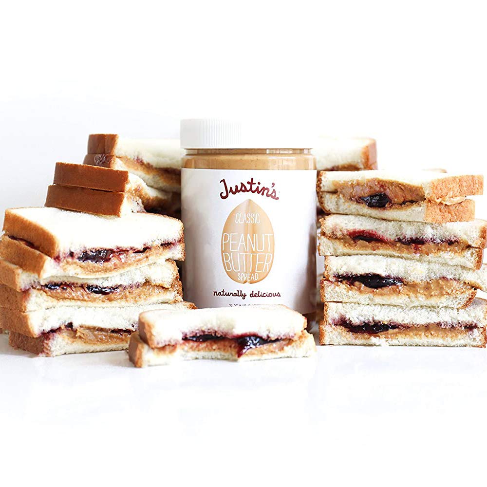 Justin'S Classic Peanut Butter, Only Two Ingredients, Gluten-Free, Non-Gmo, Responsibly Sourced, 28 Ounce Jar (6 Pack)