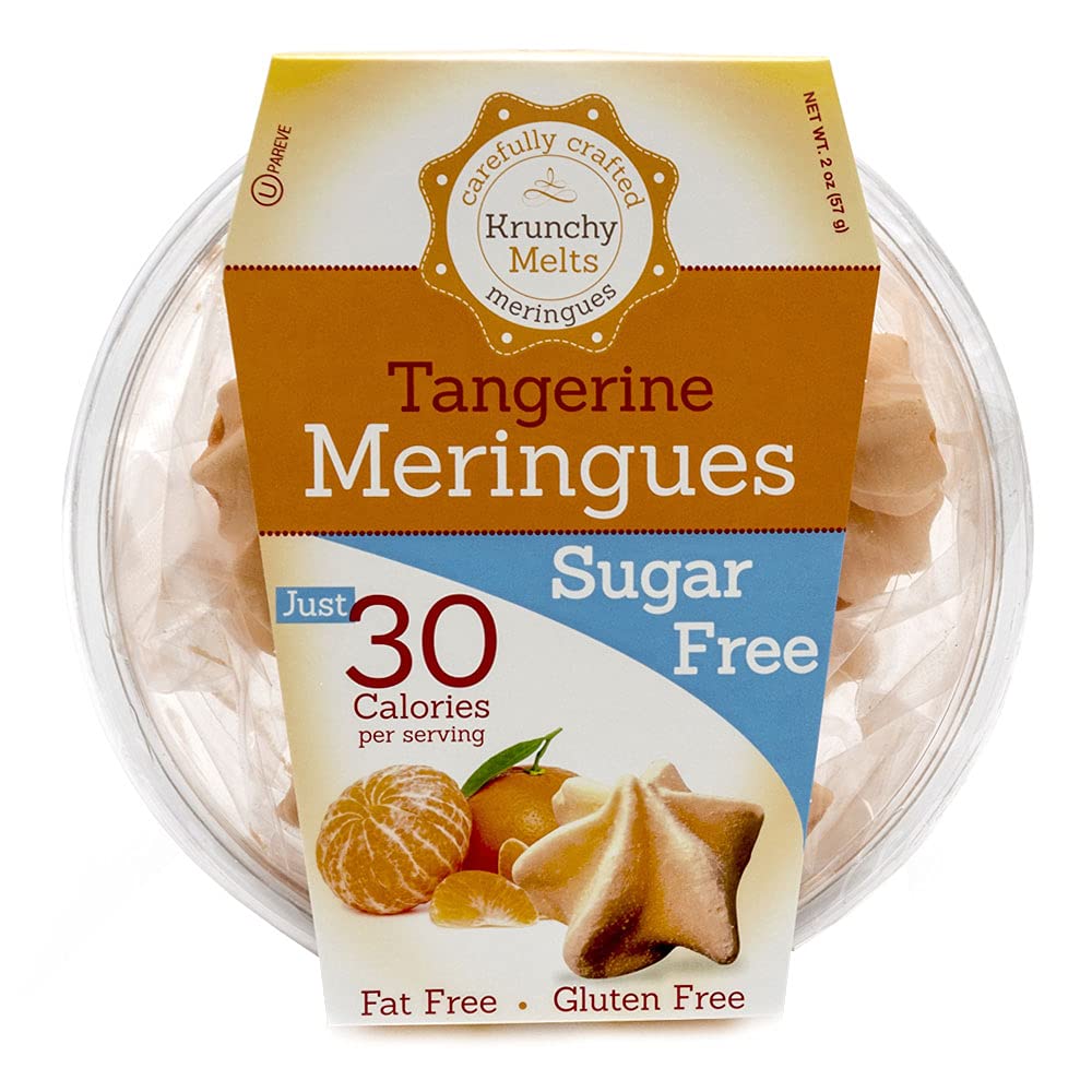 Krunchy Melts Original Sugar Free Meringue Cookies | Sugar Free Tangerine Flavor | Only 30 Calories Per Serving | Fat Free, Glut