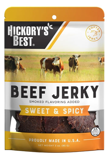 Hickory's Best Sweet & Spicy Beef Jerky 3 oz (Pack of 1) | Soft & Tender | USA Made | High Protein | Low Fat | Zero Trans Fat | 