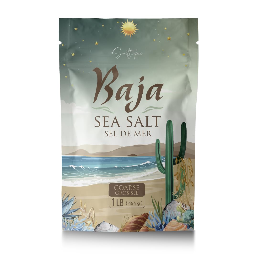 Saltique 1lb Baja Sea Salt Coarse - Contains a Balance of 90 Minerals Helping You Stay Hydrated And Improve Electrolyte Balance-100% Unrefined - GMO-free - Paleo- Vegan
