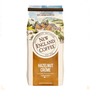 New England Coffee Hazelnut Crème Medium-Roast Ground Coffee, 22 Oz Bag - Sweet & Nutty Flavor