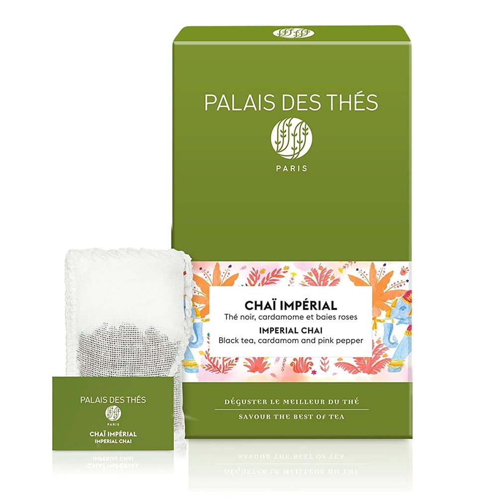 Palais des Thés Imperial Chai Black Tea Bags - Cardamom & Pink Pepper, Serves 20 Cups