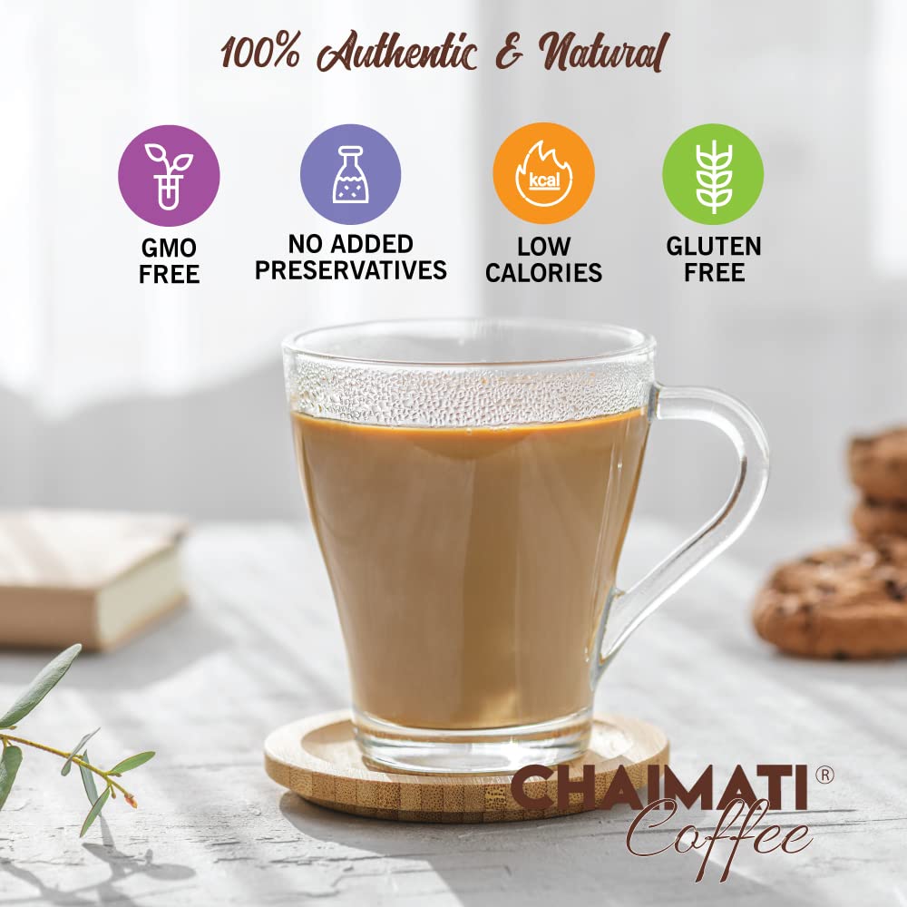 CHAIMATI Madras Instant Coffee - 32oz Pack - 100 Cups, Low Caffeine, Great for Hot/Iced Beverages