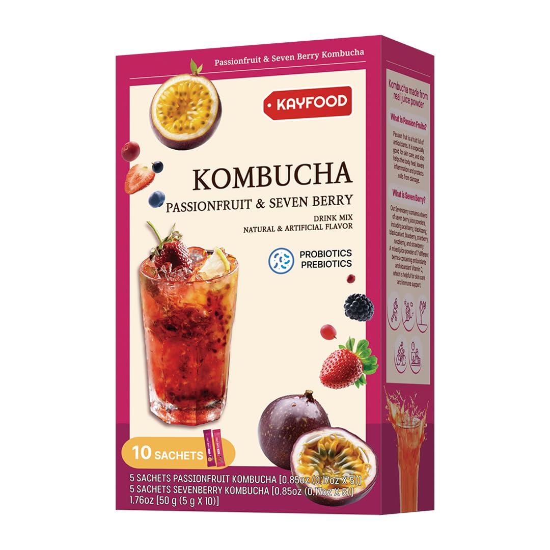 KAYFOOD-Kombucha-Peach-Garden-Daily Zero Sugar, Diet, Gut Healthy Sparkling Beverage, Fermented Korean Drinks for Iced, Hot, Wor