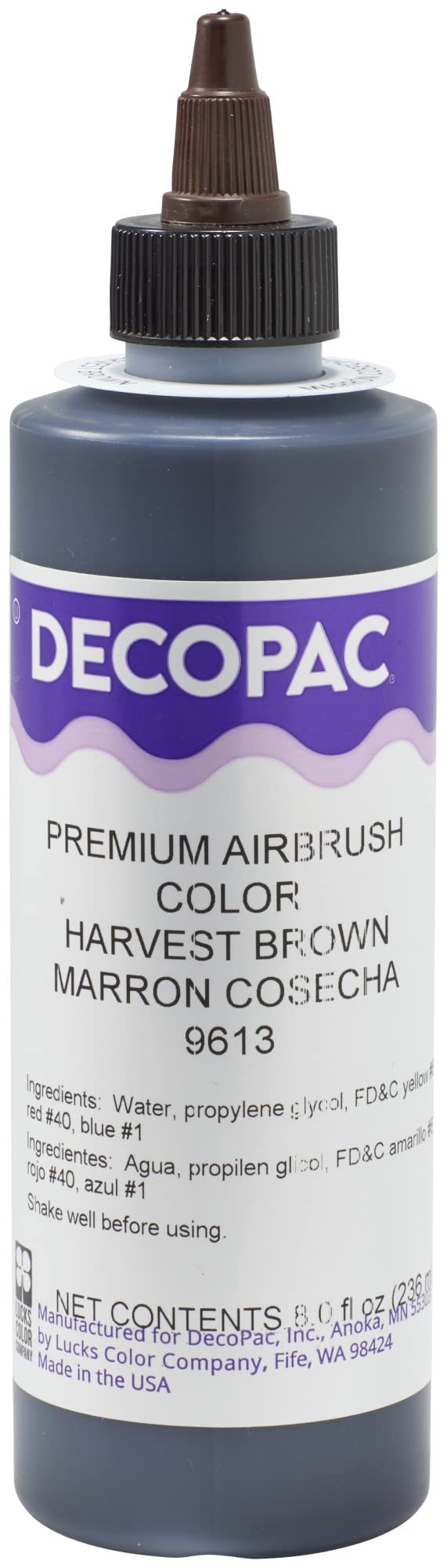 DecoPac Edible Airbrush Food Coloring Kit, Harvest Brown, 8 Fl Oz, Model 9613