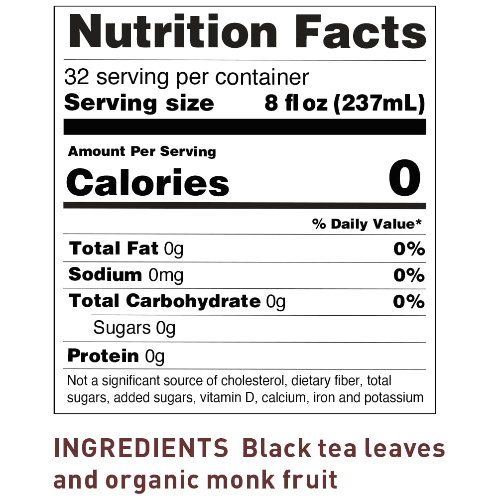 The Republic of Tea Keto-Friendly Sweet Iced Black Tea, 8 Quart-Sized Pouches, Naturally Caffeinated