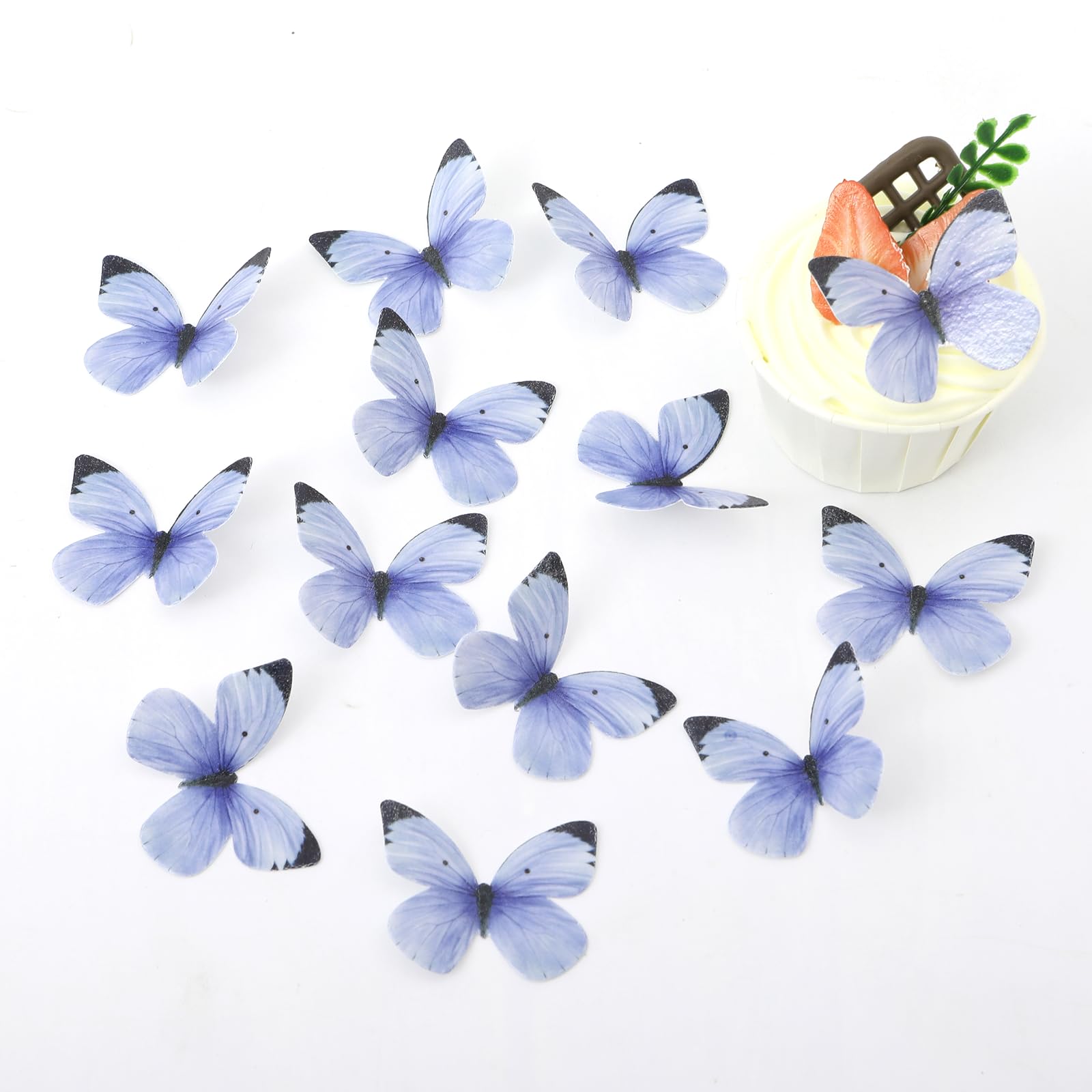 50PCS Edible Butterfly Cake Decorations Wafer Paper Butterflies Cake Cupcake Toppers for Women Girls' Birthday Anniversary Weddi