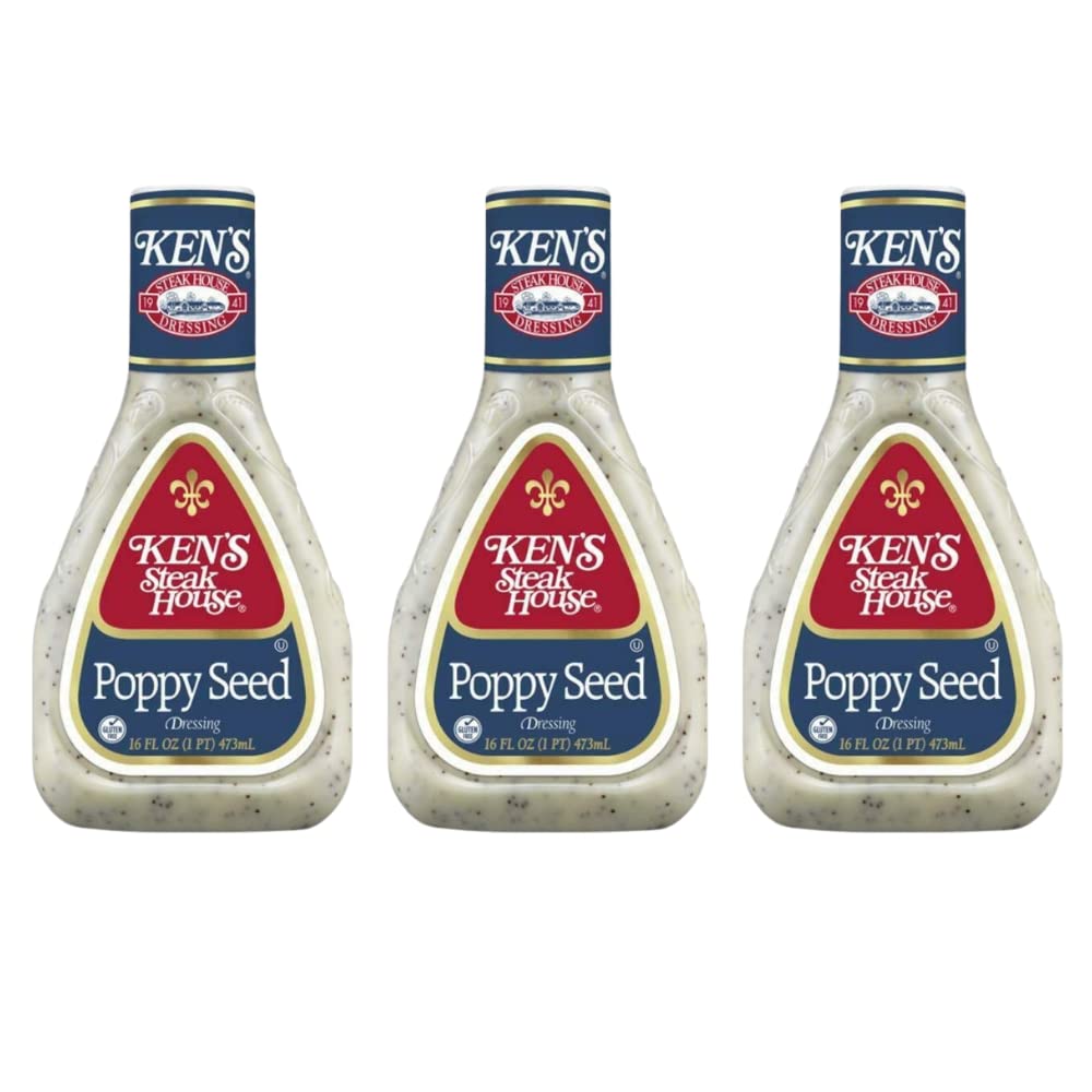 Kens Steakhouse Lite Poppy Seed Dressing (3 Pack) 16 Oz Bottles