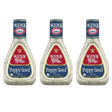 Kens Steakhouse Lite Poppy Seed Dressing (3 Pack) 16 Oz Bottles