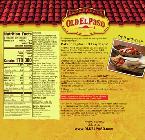 Old El Paso Fajita Dinner Kit with Flour Tortillas & Mild Sauce, 12.5 oz, Easy Meal Prep, 10 Ct