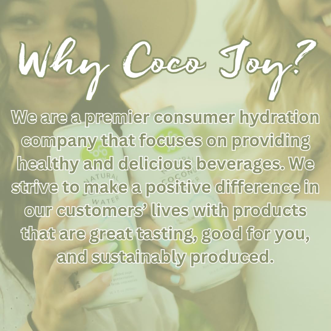 Coco Joy Coconut Water, Nutrient-Rich Drink, Low-Calorie, 34 Fl Oz (Pack of 6)