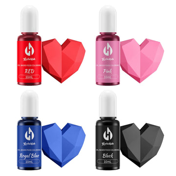 Oil Based Food Coloring for Chocolate 4 Colors x 10 ml Concentrated Oil Food Coloring for Melting Chocolate Candy Melts Cake Pop
