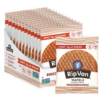 Rip Van Wafels Snickerdoodle Stroopwafels, Healthy Snacks, Non-Gmo, Keto Friendly, Office Snacks, Low Sugar (3G), Low Calorie, 12 Pack