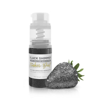 Tinker Dust - Black (4G 1X Mini Pump) Edible Glitter For Desserts, Beverages, Cupcakes, Cake Pops And Cookies By Bakell