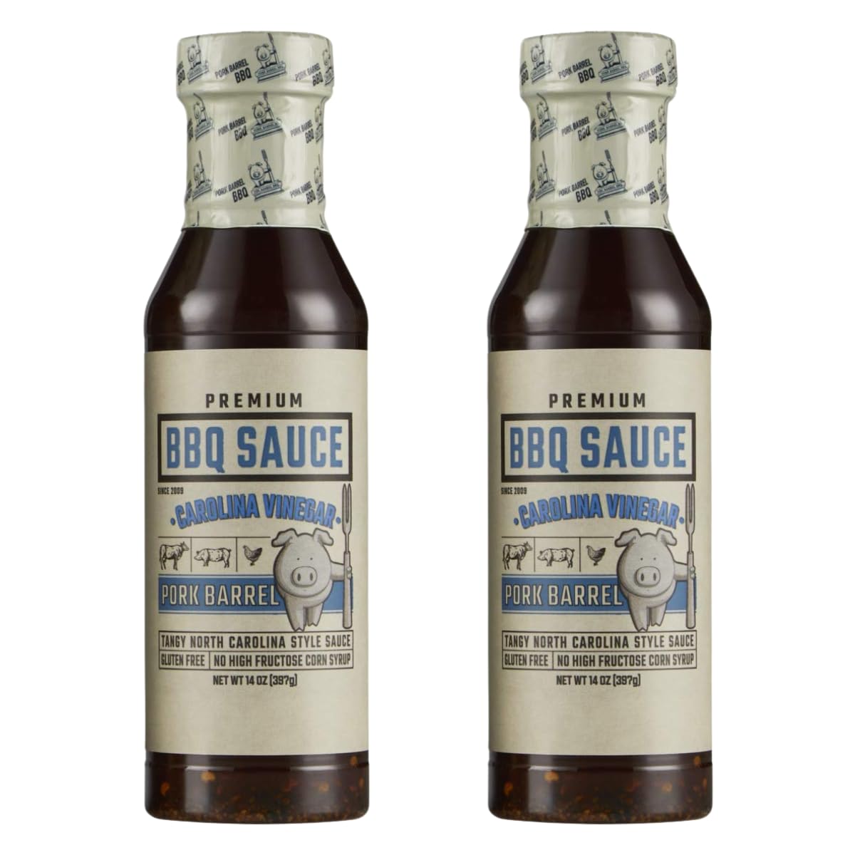 Pork Barrel BBQ Carolina Vinegar BBQ Sauce, Tangy, Gluten-Free, 14 oz - Pack of 2