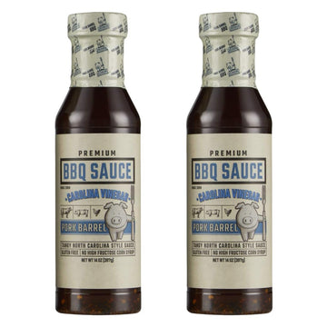 Pork Barrel BBQ Carolina Vinegar BBQ Sauce, Tangy, Gluten-Free, 14 oz - Pack of 2