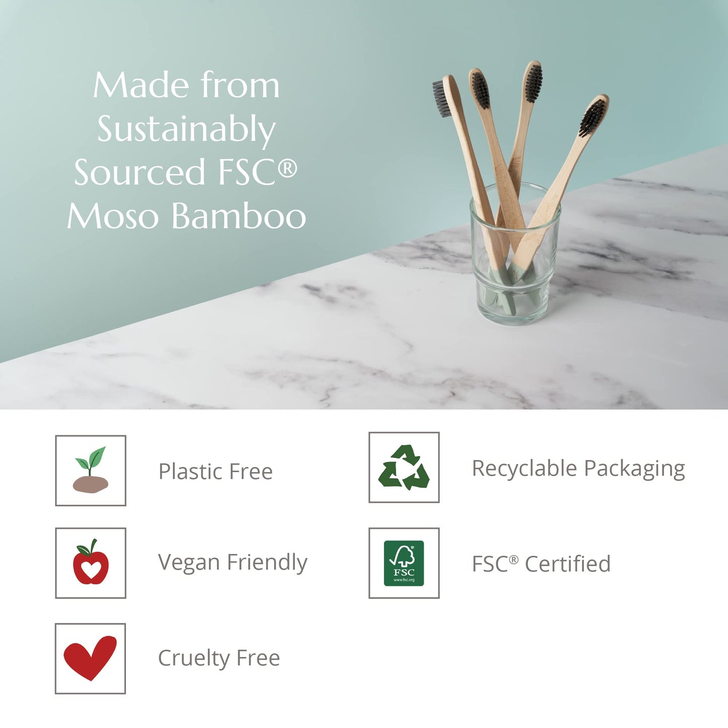 Wild & Stone | Medium Bristle Organic Bamboo Toothbrush | Four Handle Patterns | Medium Fibre Bristles | 100% Biodegradable Hand