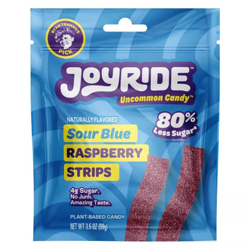 Joyride Sweets Candy Joyride Sour Blue Raspberry Candy Strips - 3.5oz-Gummy Candy, Candy Strips, Sour Candy, 80% Less Sugar, Pla