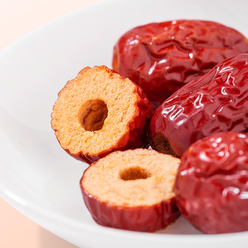 Mkostlich Jujube Date, Pitted Dates Bulk, Chinese Red Date, 1.1Lb/500G Large-Size Jujubees, Sweet Dried Jujube Fruit For Snackin