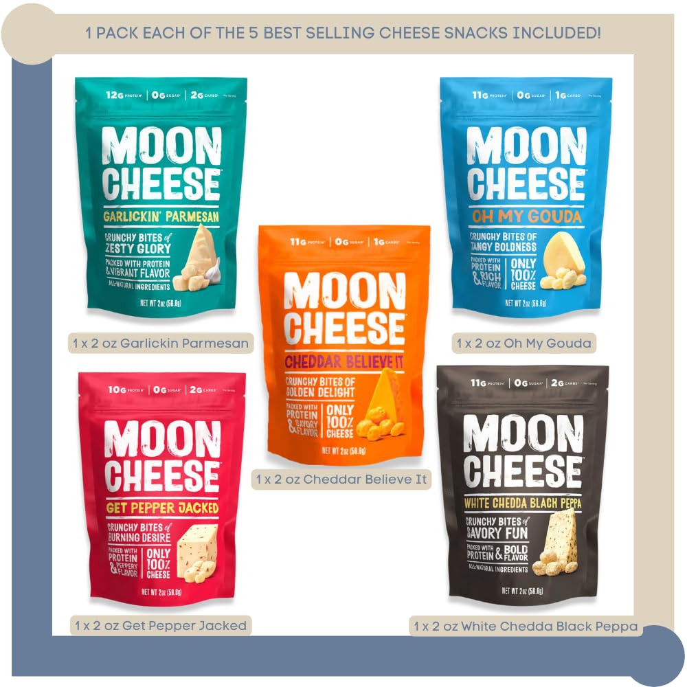 Empire Mercante Moon Cheese Variety Pack, 5 Flavors, GF, High Protein, Low Carb, Keto Friendly