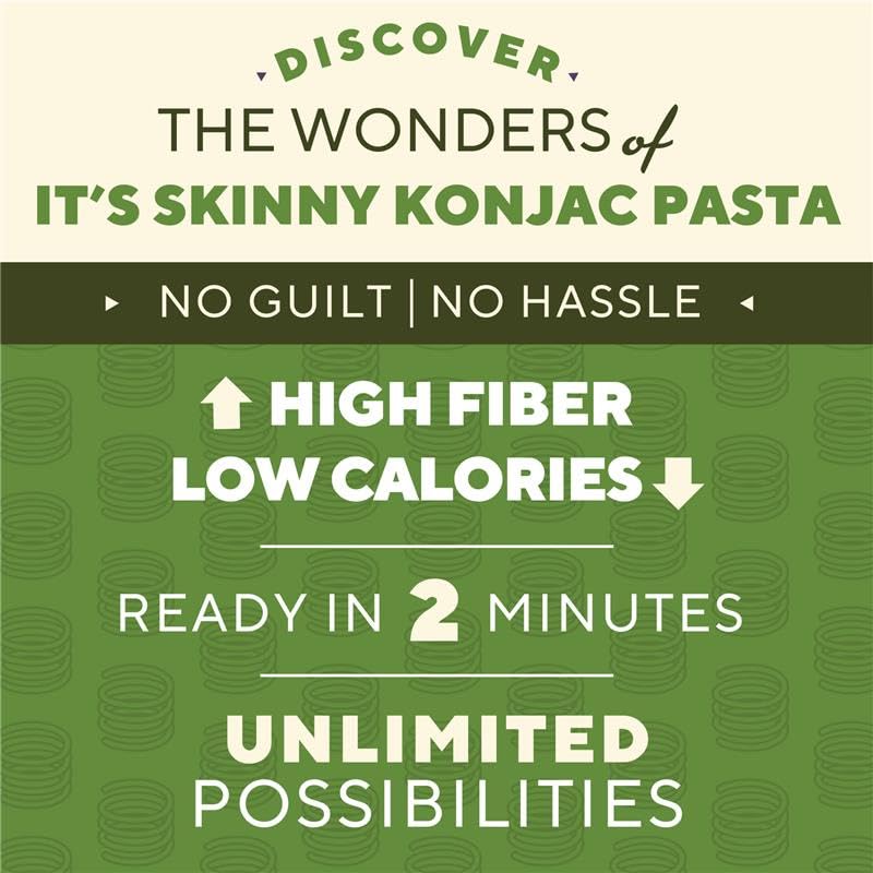 Its Skinny Angel Hair - Healthy, Low-Carb, Low Calorie Konjac Pasta - Fully Cooked and Ready to Eat Shirataki Noodles - Keto, Gl