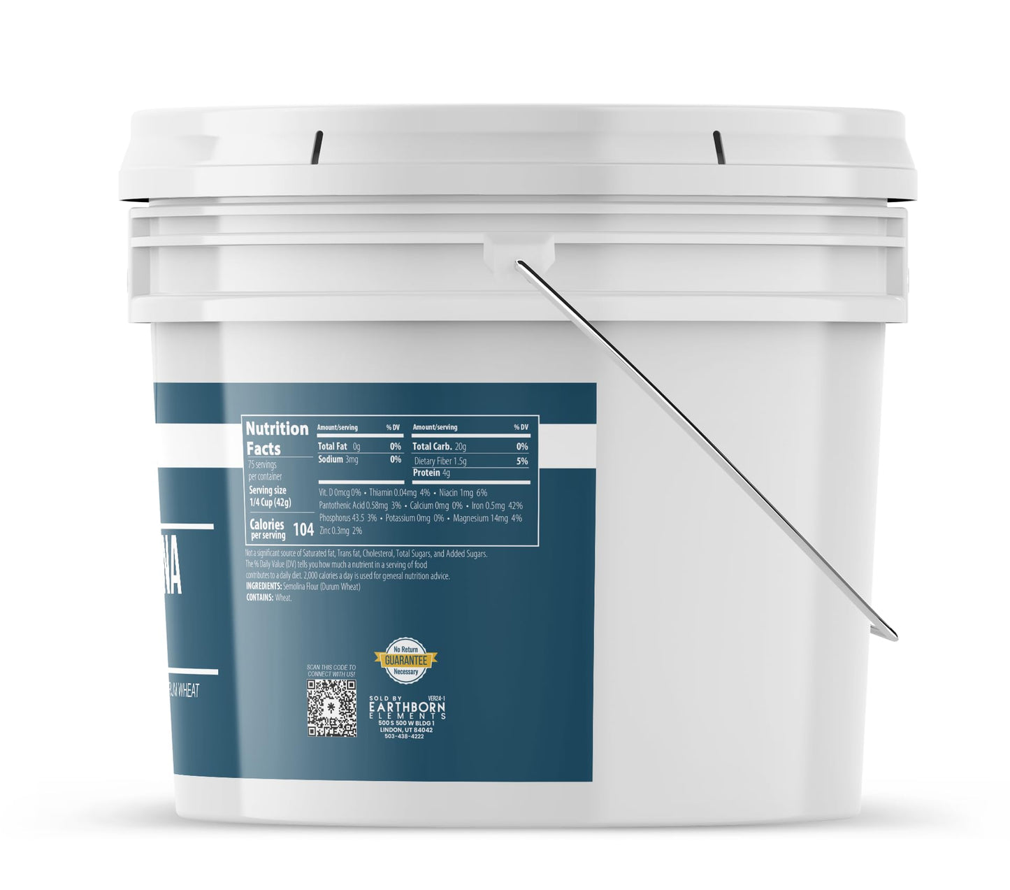 Earthborn Elements Semolina Flour (1 Gallon) For Making Pasta & Couscous, Pizza & Bread Dough