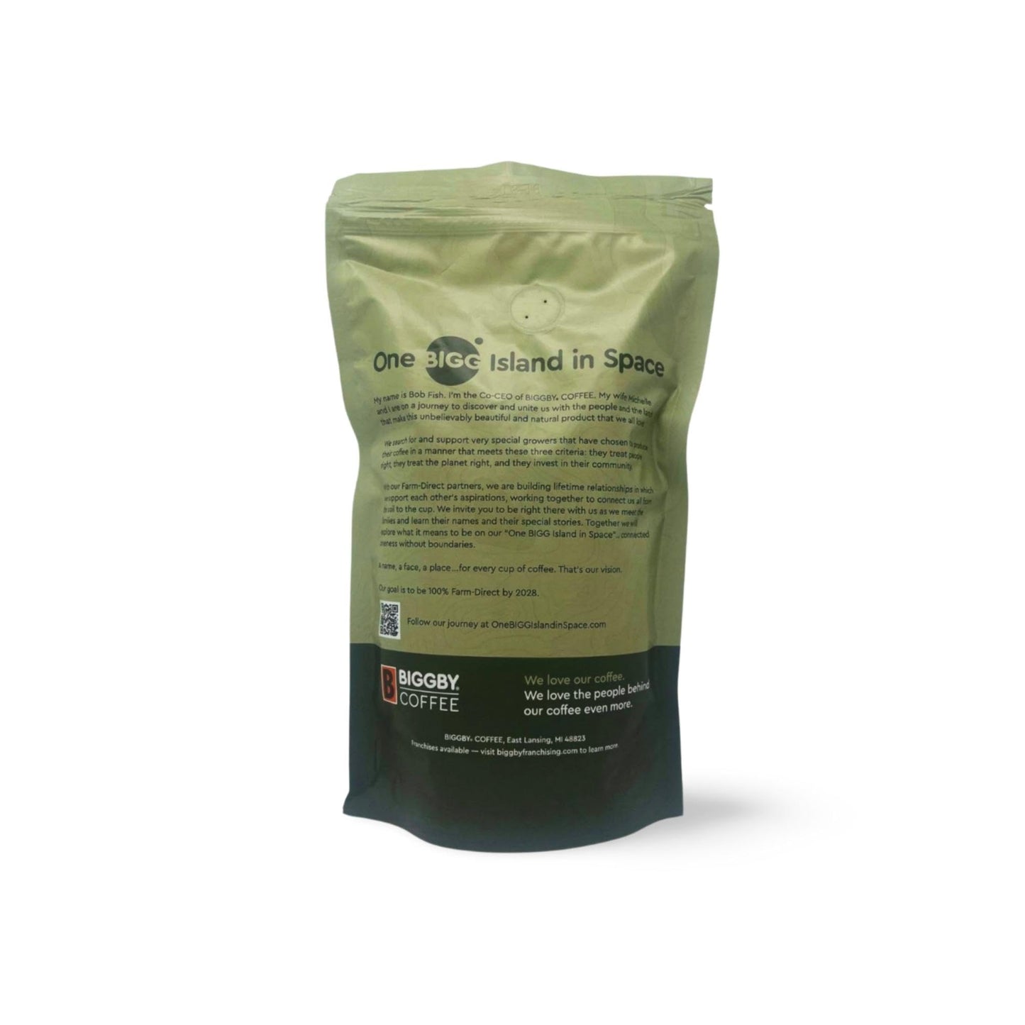 BIGGBY El Recreo Whole Bean Coffee, 100% Farm-Direct, Medium Roast, 8oz Bag
