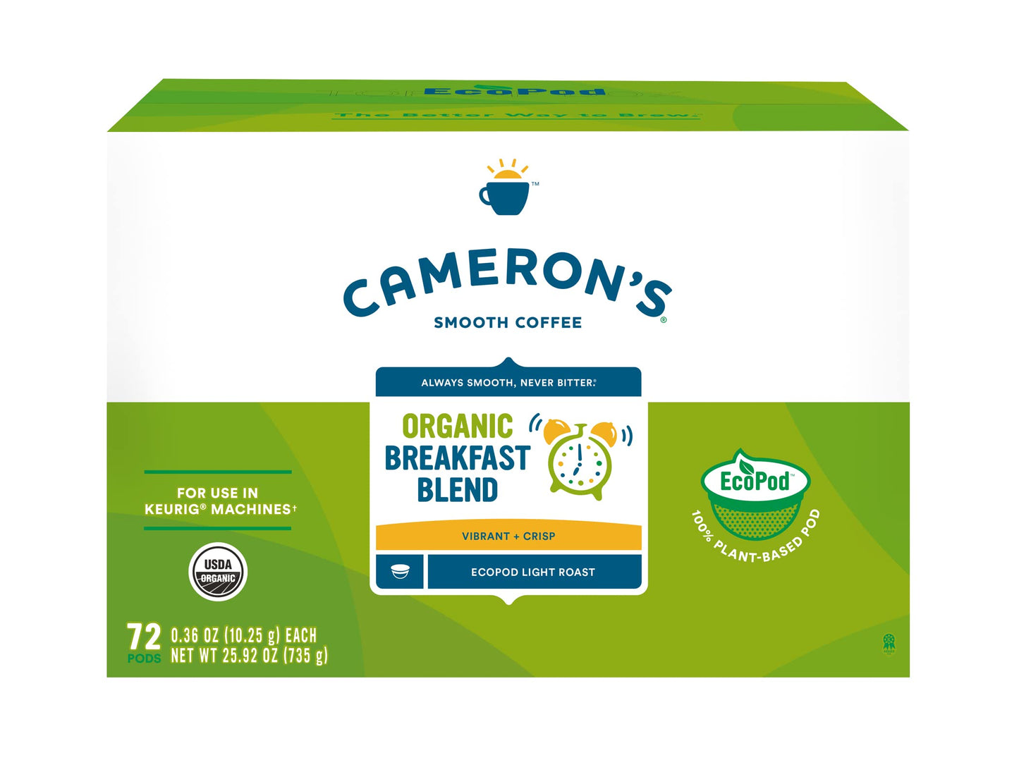 Cameron s Coffee Single Serve Pods, Breakfast Blend, 72 Count (Pack of 1)
