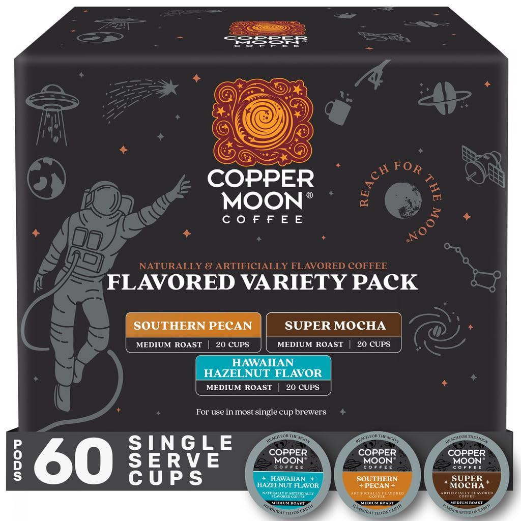 Copper Moon Single Serve Coffee Pods For Keurig K-Cup malt-inspired  Flavored Variety Pack (Hawaiian Hazelnut  Southern Pecan  Super Mocha)  60 Count