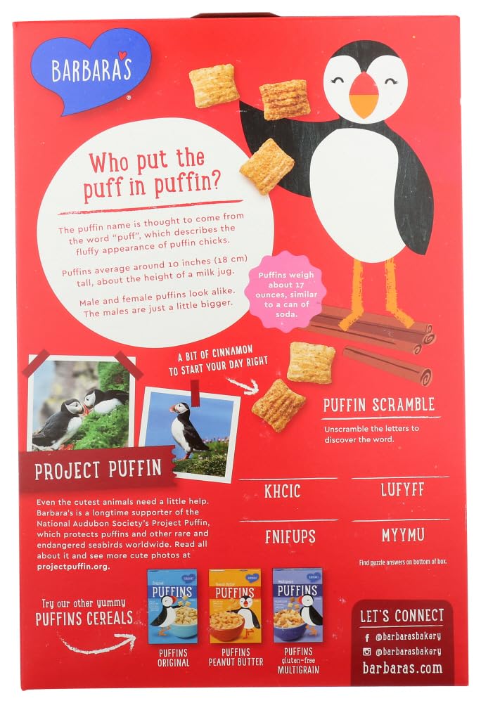 Barbara'S Bakery Cinnamon Puffins Cereal, 10-Ounce Boxes (Pack Of 12)