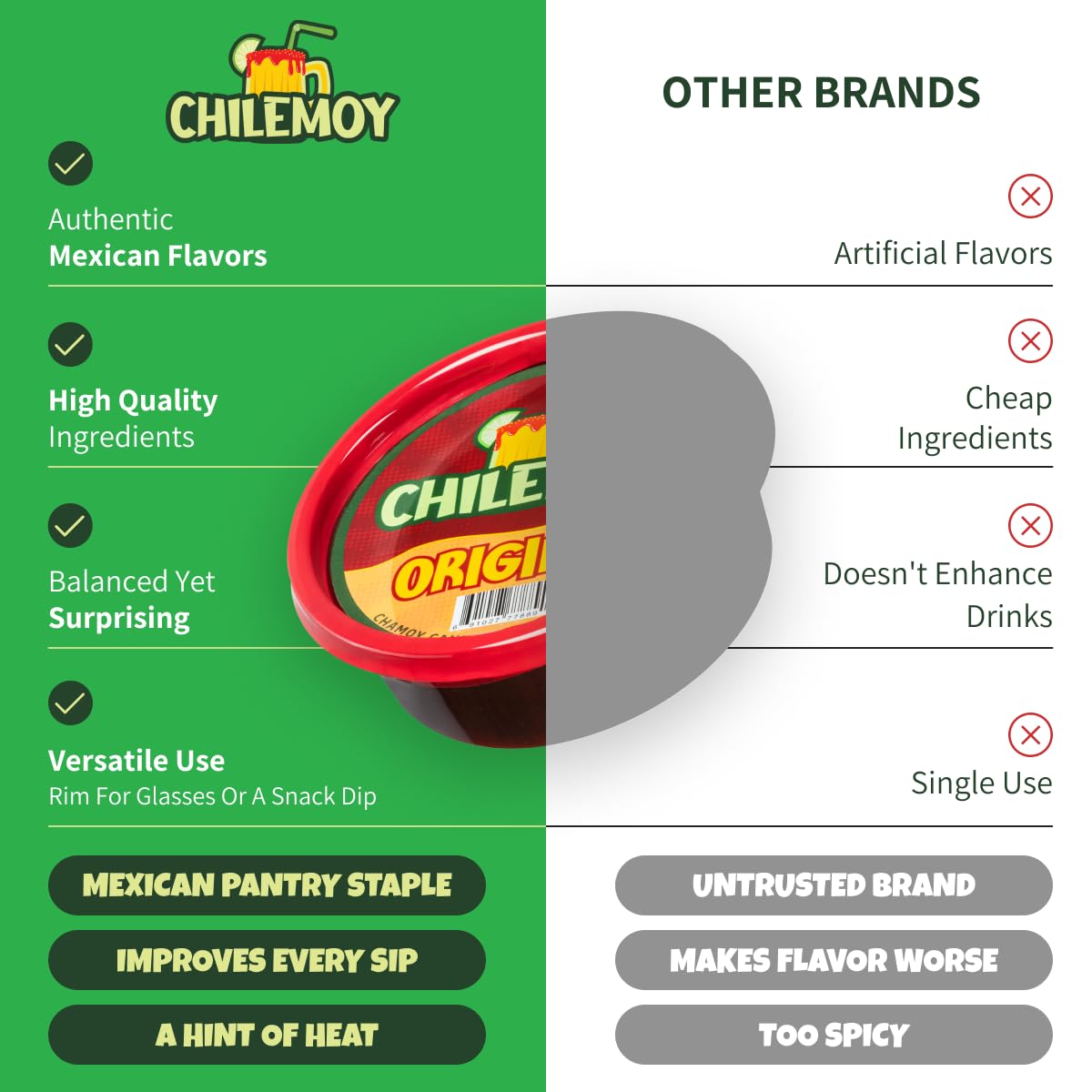 CHILEMOY Rim Dip Chamoy | Handcrafted Mexico | Chamoy Rim Paste for Cocktails  Seltzer  Michelada Rim Dip | Tajin Rimmer for Cocktails 8oz Original