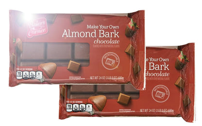 Chocolate Almond Bark 24 oz, Bakers Melting Dipping Snack Snacking Food Dessert For Easter Bunny Molds, Gluten Free 2 Pack