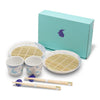 Japanese Soba Noodle Serving Set For 2 - Mino Ware Ceramic Plates  Cups  Bamboo Strainers  Chopsticks & Whale Marine Theme Chopstick Rests - Authentic Zaru Soba Dishware Gift Set