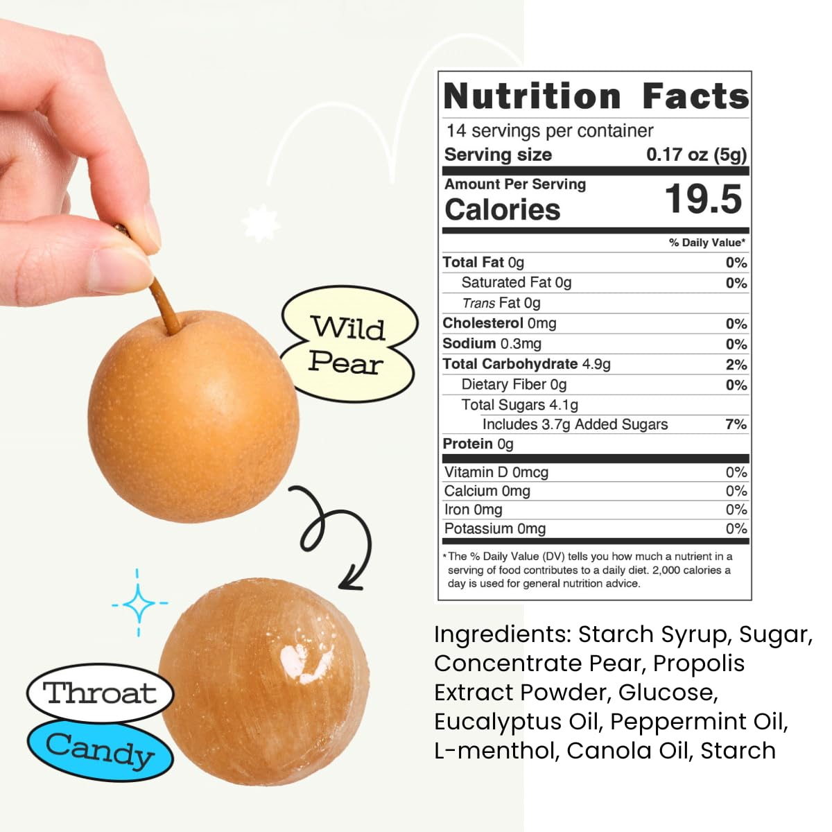 UNHAS ASIAN SNACK BOX Korean Hard Candy with Pear and Propolis, 2-Pack, Natural Ingredients, Individually Wrapped