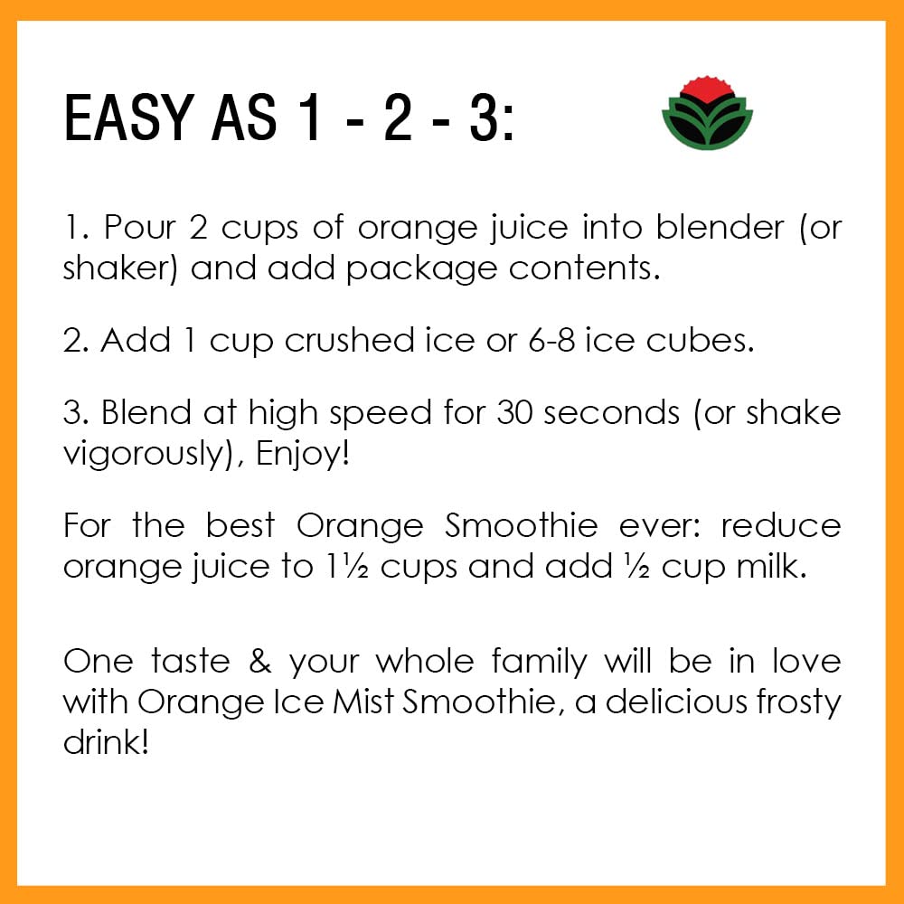 Orange Powder Drink Mix Ice Mist Blended Smoothie By Mpk Foods (4 Packs)