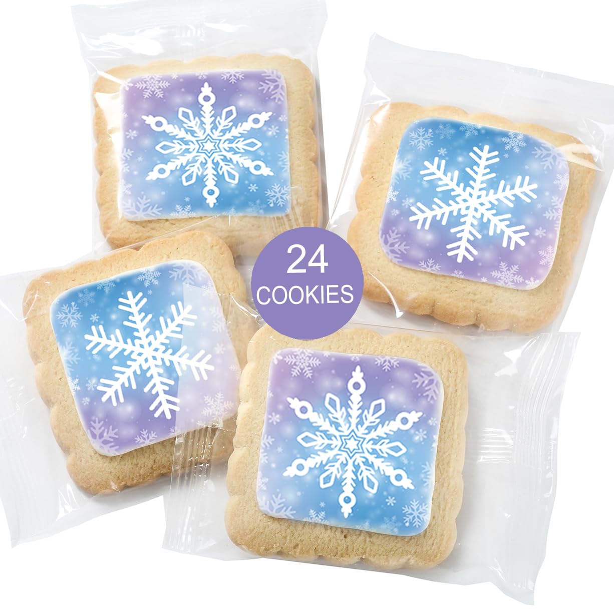 Snowflake Cookies Frozen In Individually Wrapped Snowfake Winter Themed Theme Party Favors 24 Pack Bulk For Kids Birthday Party