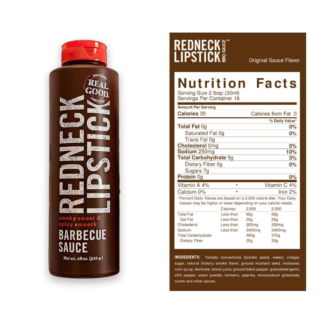 Redneck Lipstick BBQ Sauce, Smoky Sweet and Spicy, 18 oz (1 Pack)