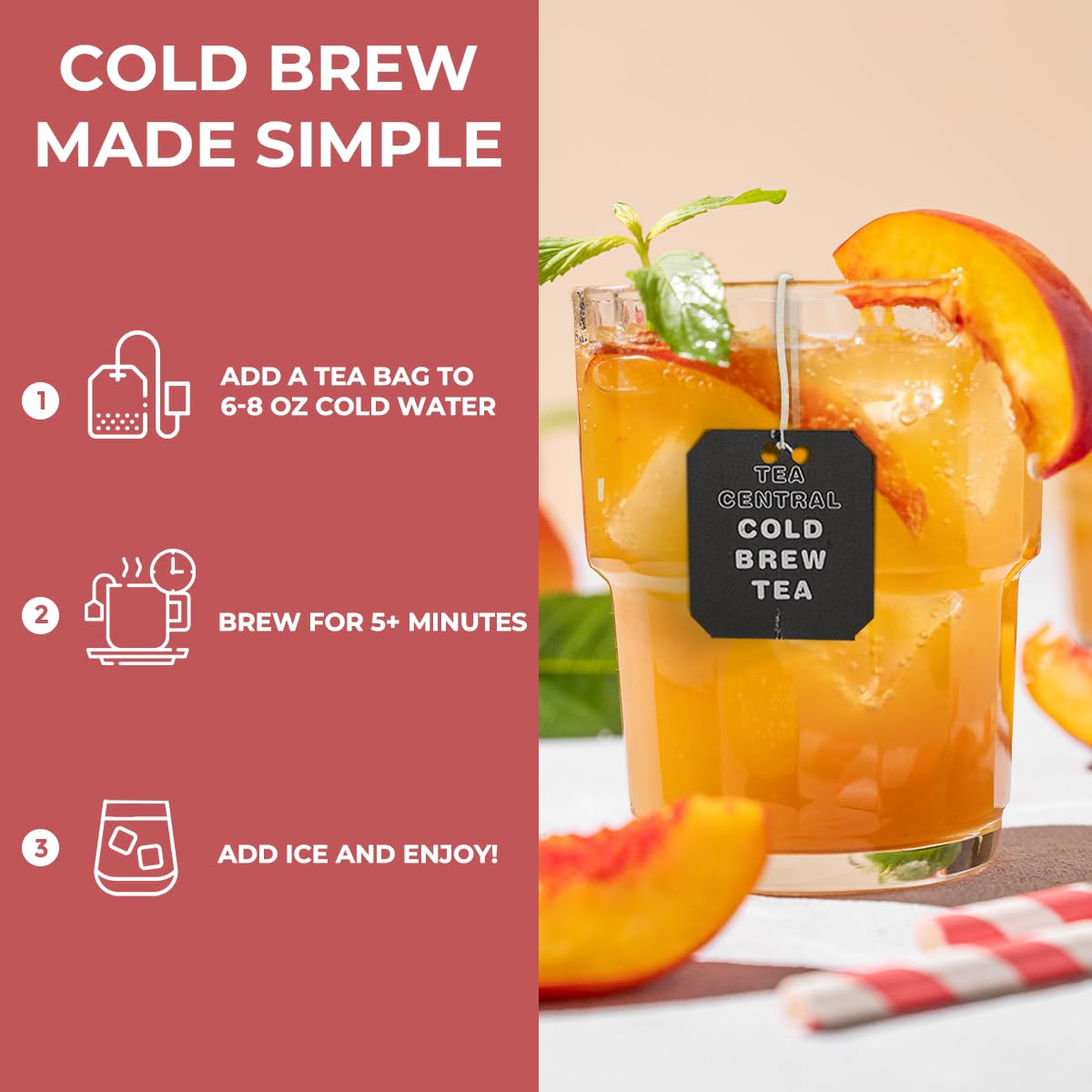 Life Plus Style Gourmet Tea Central Peach Black Tea Organic Ceylon Black Tea Refreshing Tea Beverages Natural Flavored Cold Brew