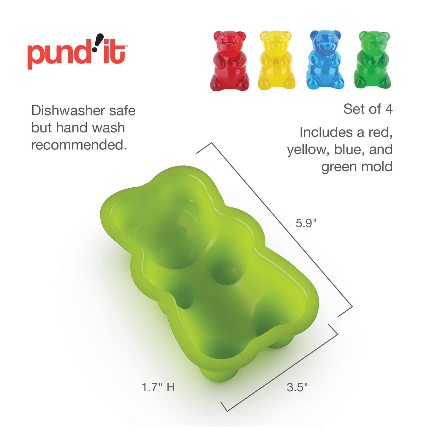 Pundit Giant Gummy Bear Mold, Set of 4 Big Gummy Bear Makers