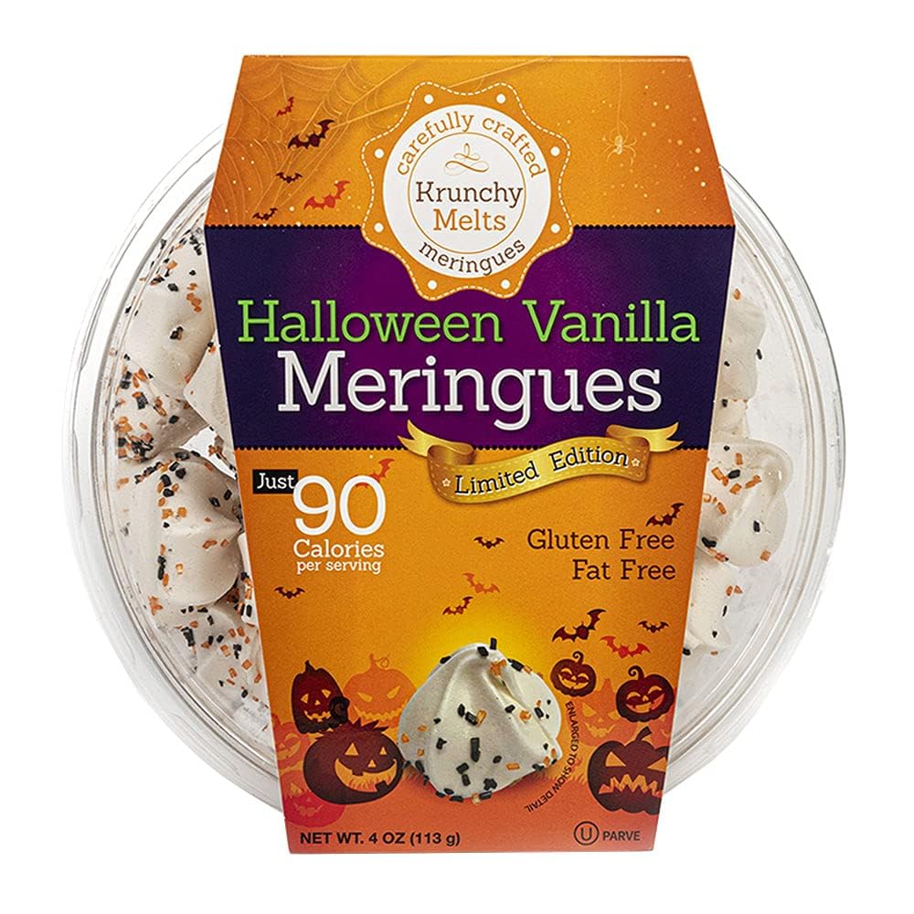 Krunchy Melts Original Meringue Cookies | Halloween Vanilla Flavor | Only 90 Calories Per Serving | Fat Free, Gluten Free, Dairy