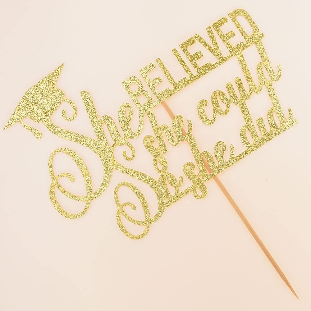 Graduation 2024 Cake Topper, She Did It Cake Sign, Congrats Grad Party Decorations, Gold Glitter
