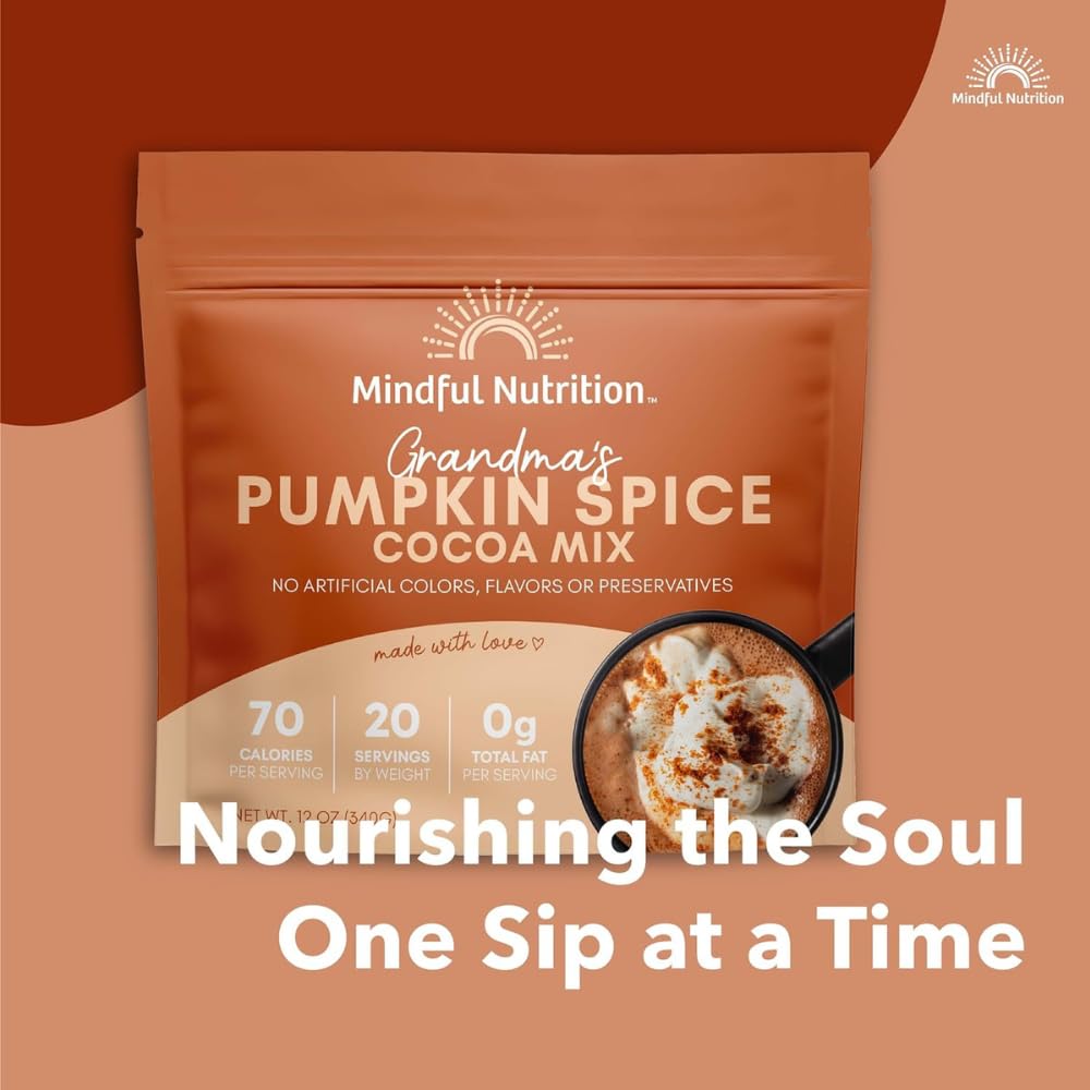 Mindful Nutrition Organic Hot Chocolate Mix, Dairy Free, 12oz, Pumpkin Spice, Plant-Based Chocolate Milk Powder