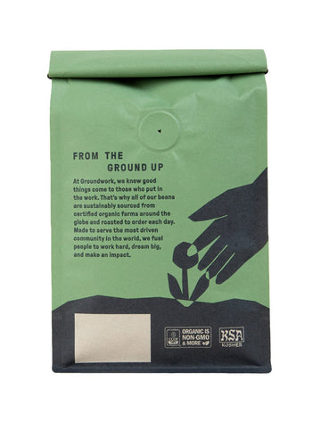 Groundwork Ethiopia Heirloom Blend Whole Bean Coffee Light Roast, 12oz, Certified Organic, Black