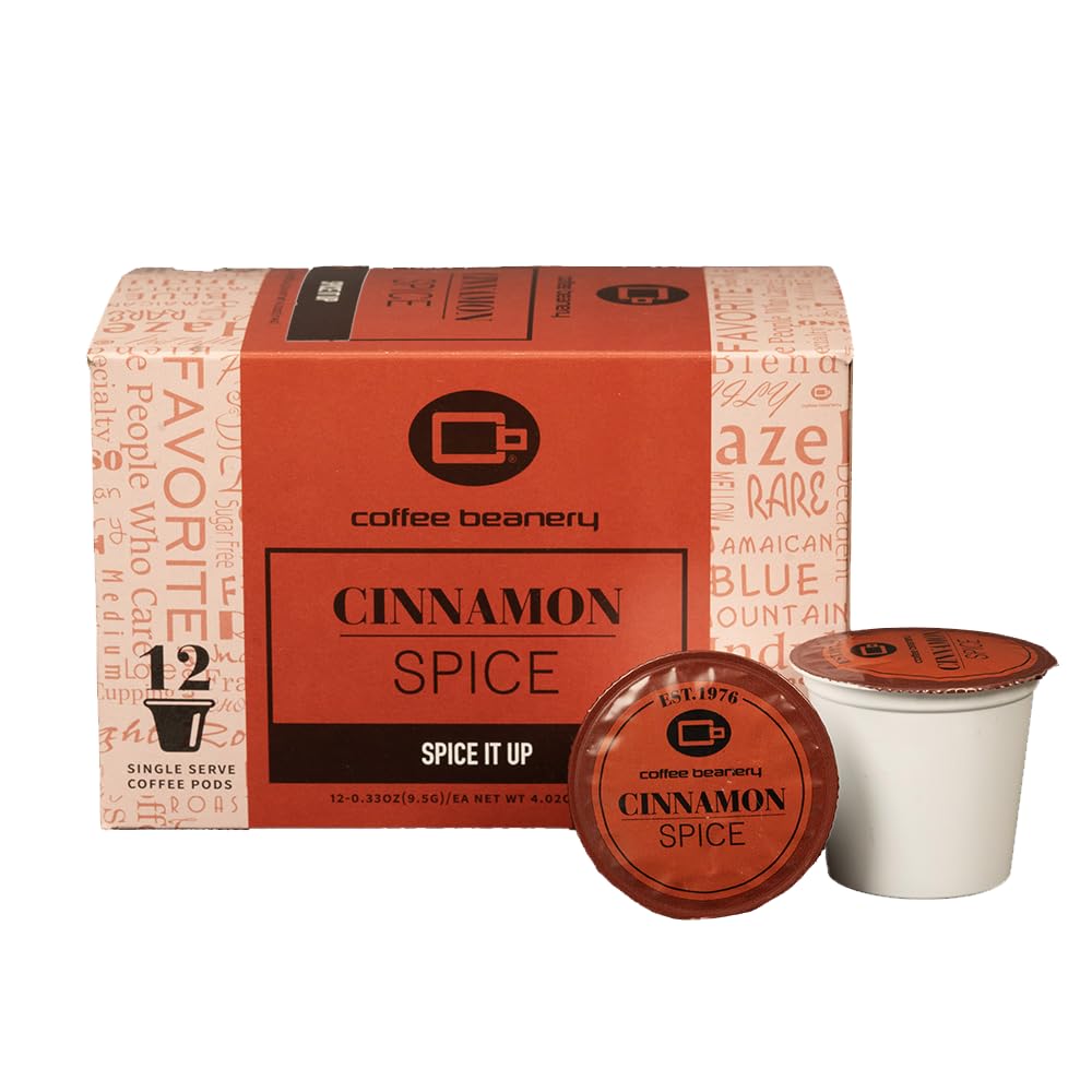 Cinnamon Spice Coffee Pods by Coffee Beanery - Medium Roast Arabica Coffee, 12 Count Pack