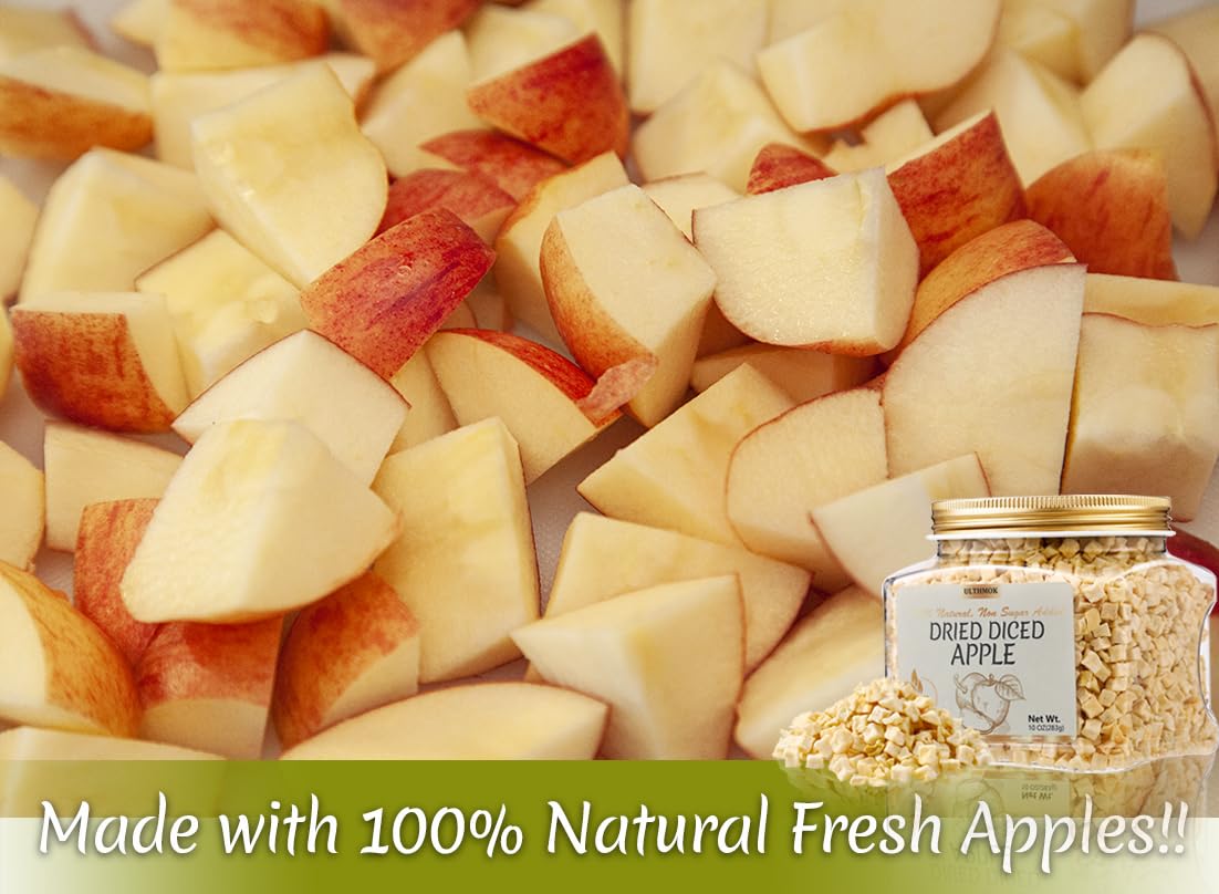 Premium Dried Diced Apples,10 Oz /283g,1 Ingredient Made with 100% Natural Apple, No Sugar Added Dehydrated Apple, No Additives