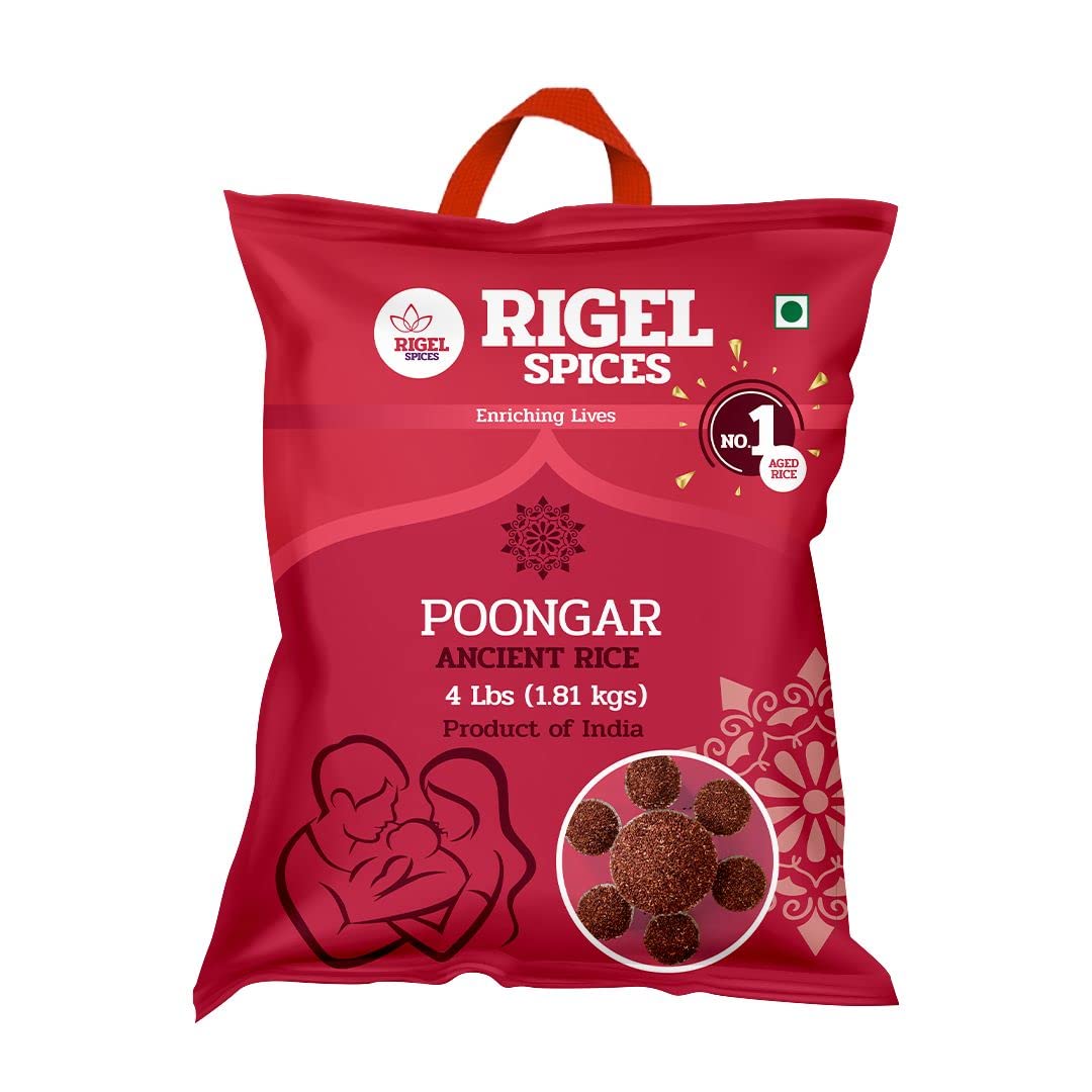 Rigel Spices | Poongar Red Rice (4Lbs) | Ladies special Rice | GLUTEN FREE | AGED 12+ MONTHS | Ancient Rice from India