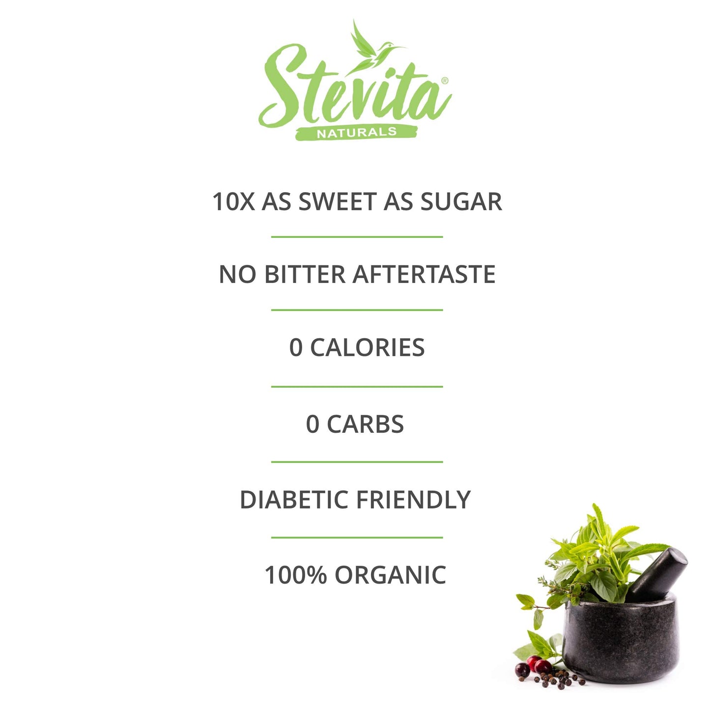 Stevita Organic Stevia - 50 Packets - Stevia & Erythritol All-Natural Sweetener, No Calories - USDA Organic, Non-GMO, Vegan, Ket