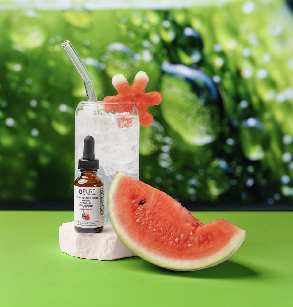 Pure Inventions Antioxidant Vitamin C Electrolytes Watermelon Drops - 1 Fl Oz - No Sugar, No Calories, 30 Servings